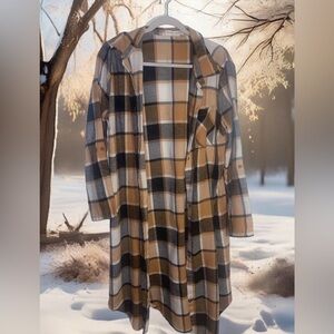 Women's plaid long cardigan